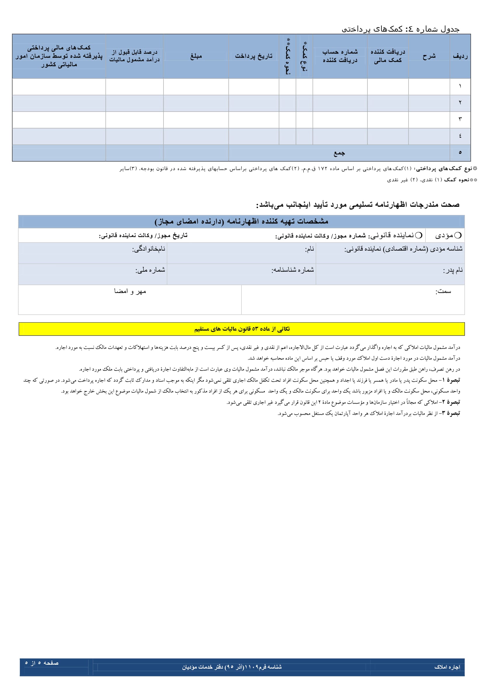 فرم های اظهارنامه مالیات بردرآمد اجاره املاک-5