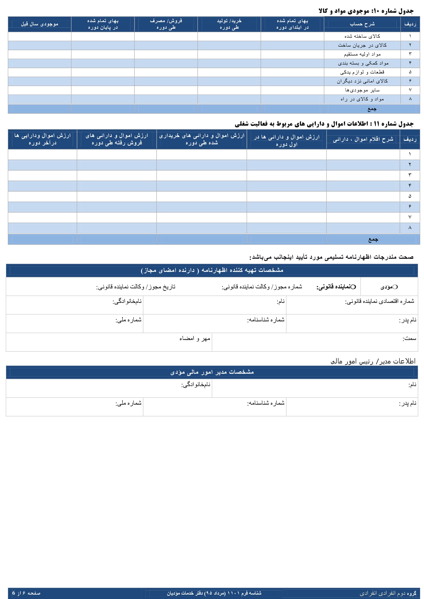 فرم های اظهارنامه عملکرد سالیانه اشخاص حقیقی(انفرادی -گروه دوم)-6