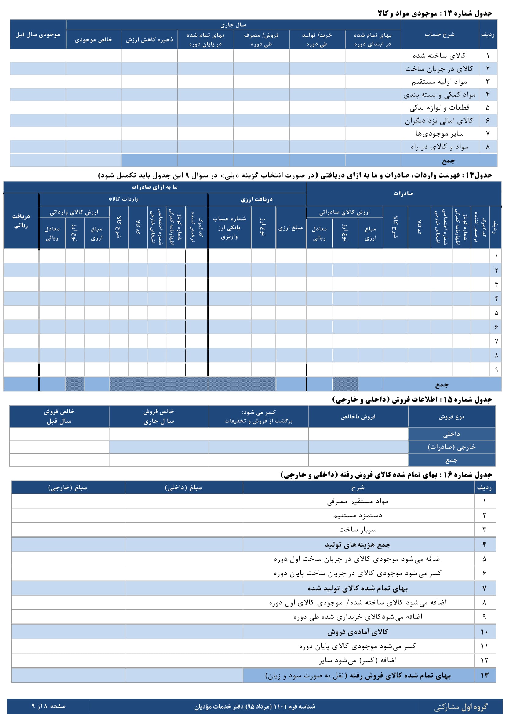 فرم های اظهارنامه عملکرد سالیانه اشخاص حقیقی(مشارکتی-گروه اول)-8