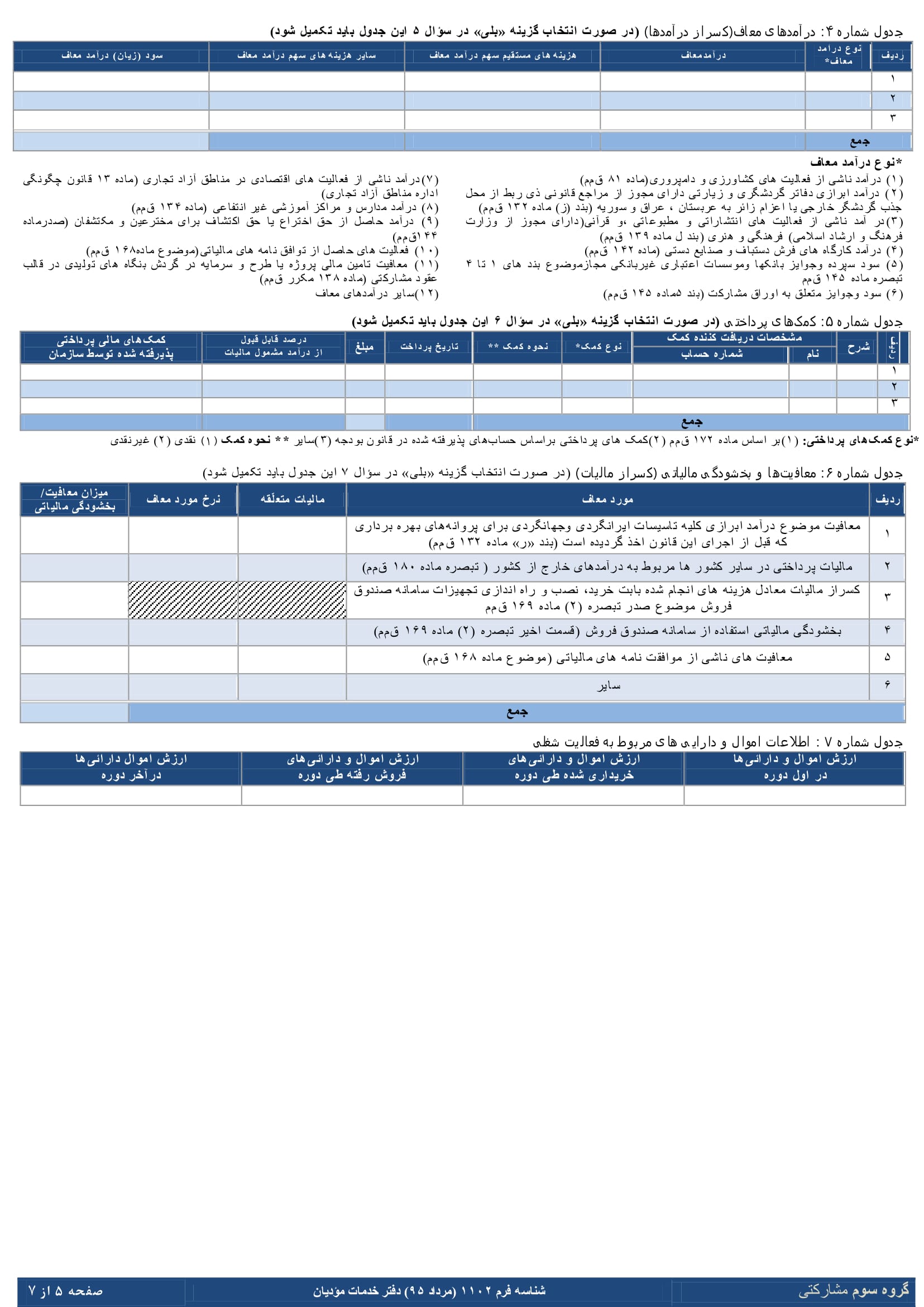 فرم های اظهارنامه عملکرد سالیانه اشخاص حقیقی(مشارکتی-گروه سوم)-5