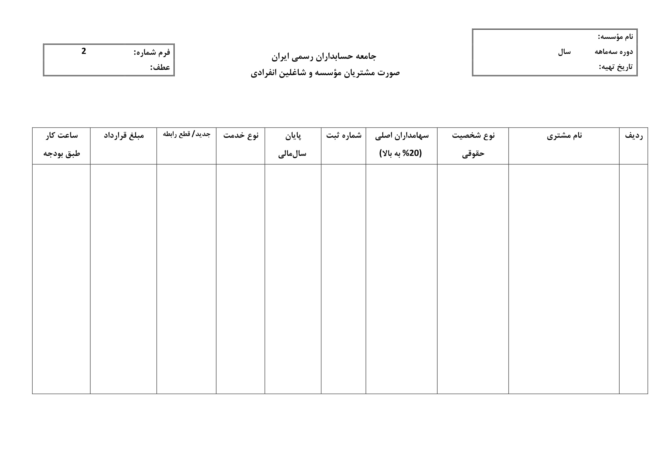 فرم درآمد موسسات حسابرسی و شاغلین انفرادی-جامعه حسابداران ایران-2