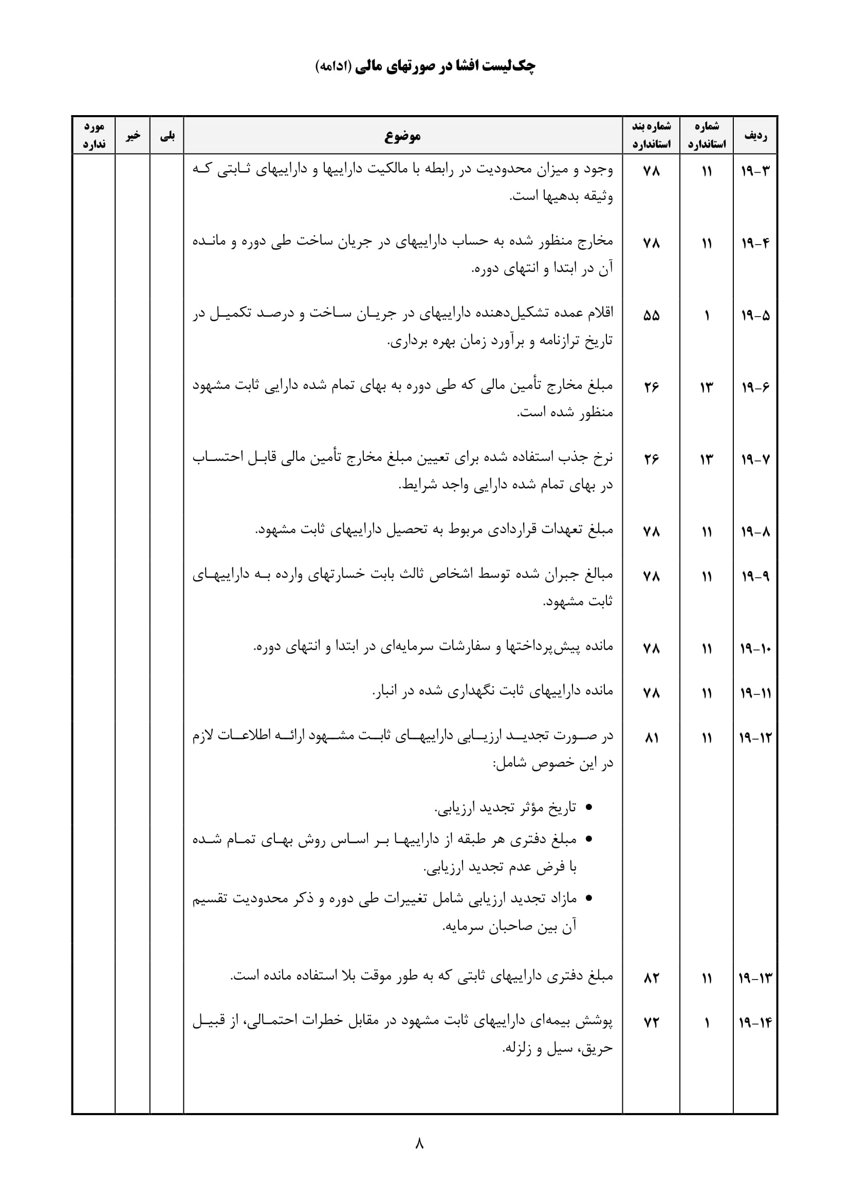 فرم حسابرسی چک لیست افشا در صورت های مالی-9